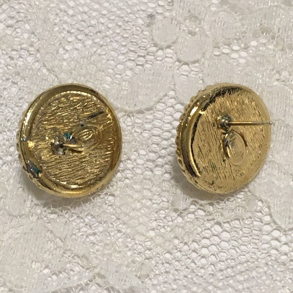 Vintage Napier Earrings Gold Tone Faux Pearl Classic Elegant Everyday Jewelry - Picture 4 of 4